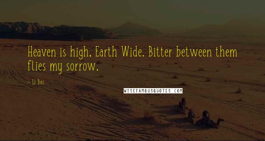 Li Bai quotes: Heaven is high, Earth Wide. Bitter between them flies my sorrow.