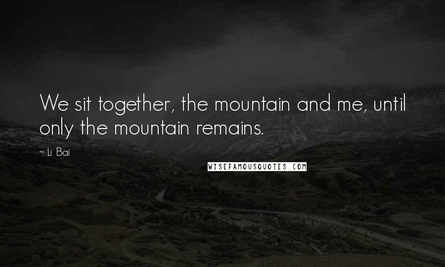 Li Bai quotes: We sit together, the mountain and me, until only the mountain remains.