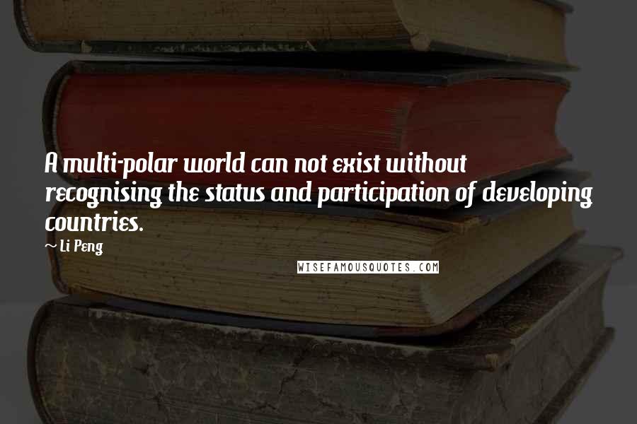 Li Peng quotes: A multi-polar world can not exist without recognising the status and participation of developing countries.