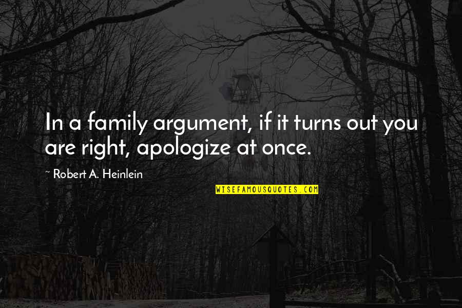 Liaison Quotes By Robert A. Heinlein: In a family argument, if it turns out