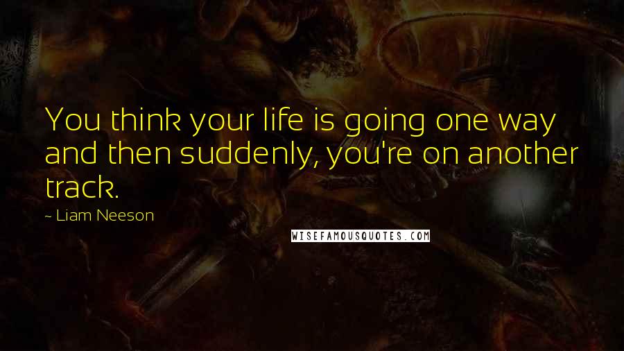 Liam Neeson quotes: You think your life is going one way and then suddenly, you're on another track.