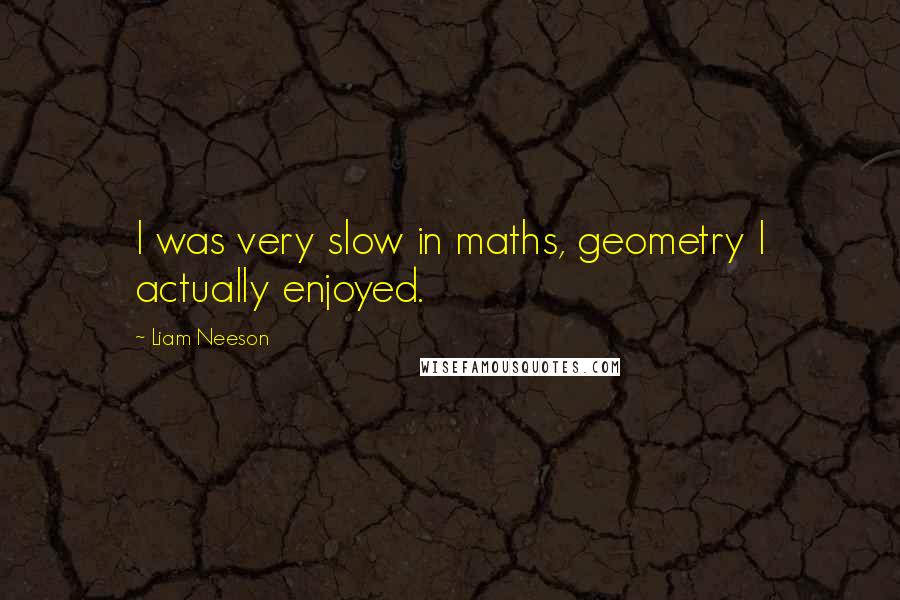Liam Neeson quotes: I was very slow in maths, geometry I actually enjoyed.