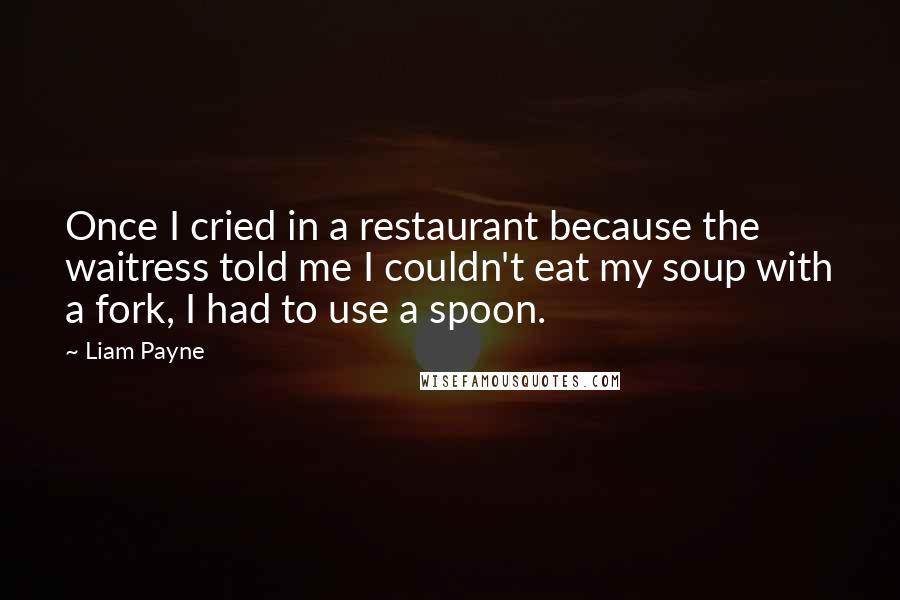 Liam Payne quotes: Once I cried in a restaurant because the waitress told me I couldn't eat my soup with a fork, I had to use a spoon.