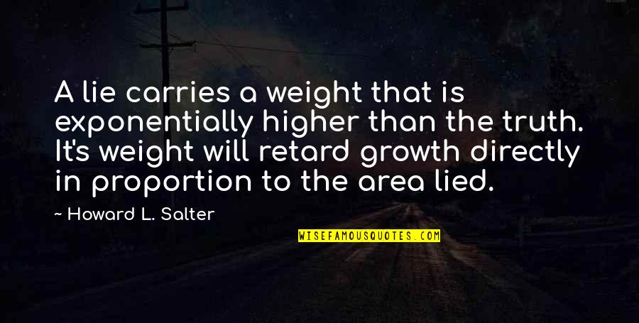 Liars Liars Quotes By Howard L. Salter: A lie carries a weight that is exponentially