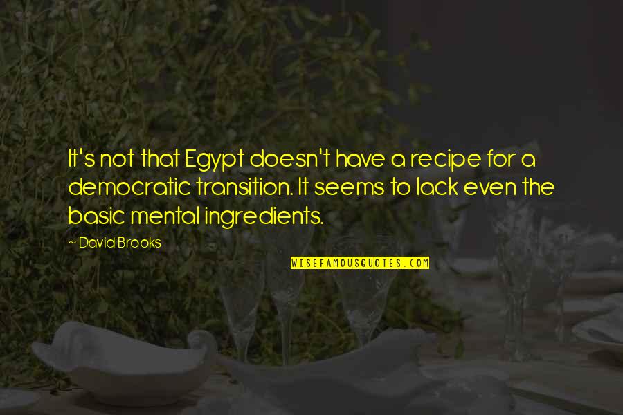 Libba Soul Quotes By David Brooks: It's not that Egypt doesn't have a recipe