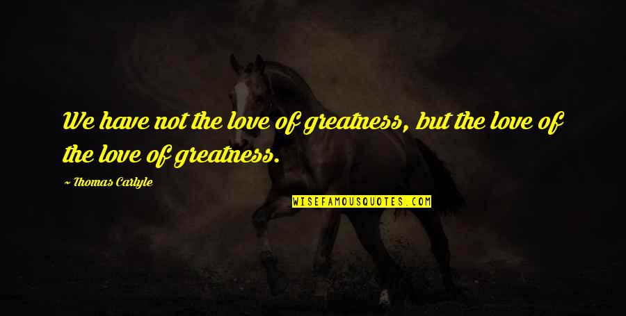 Liberaciones Quotes By Thomas Carlyle: We have not the love of greatness, but