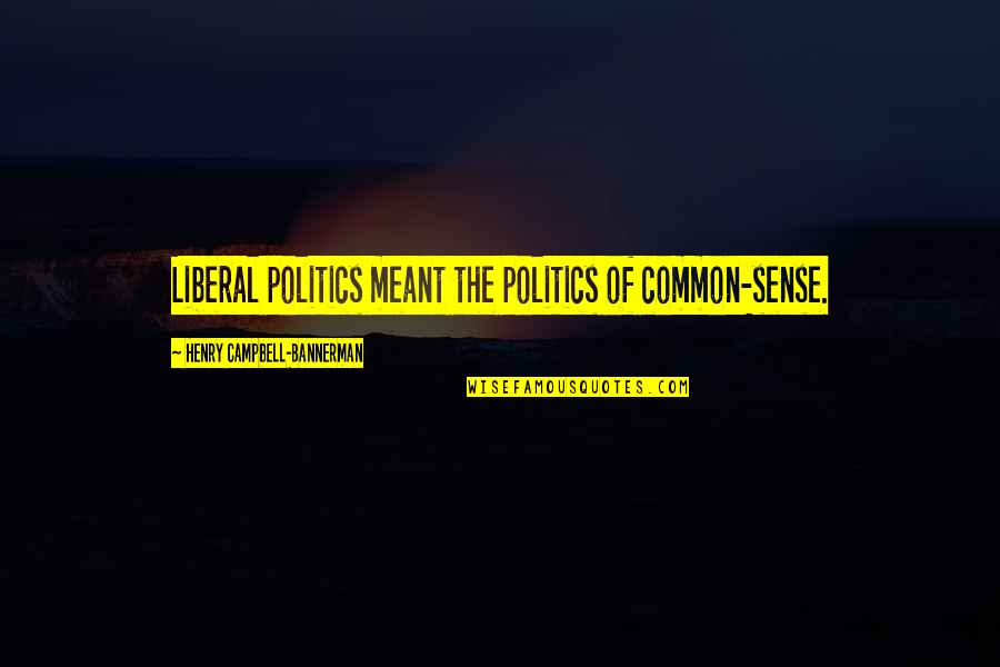 Liberal Politics Quotes By Henry Campbell-Bannerman: Liberal politics meant the politics of common-sense.