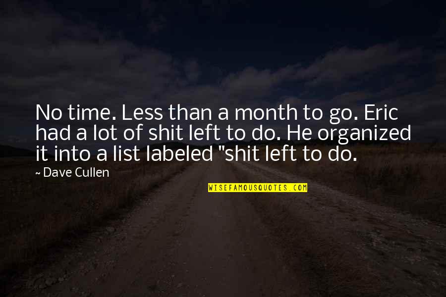 Liberal Thinking Quotes By Dave Cullen: No time. Less than a month to go. Liberal Thinking Quotes By Dave Cullen: No time. Less than a month to go.