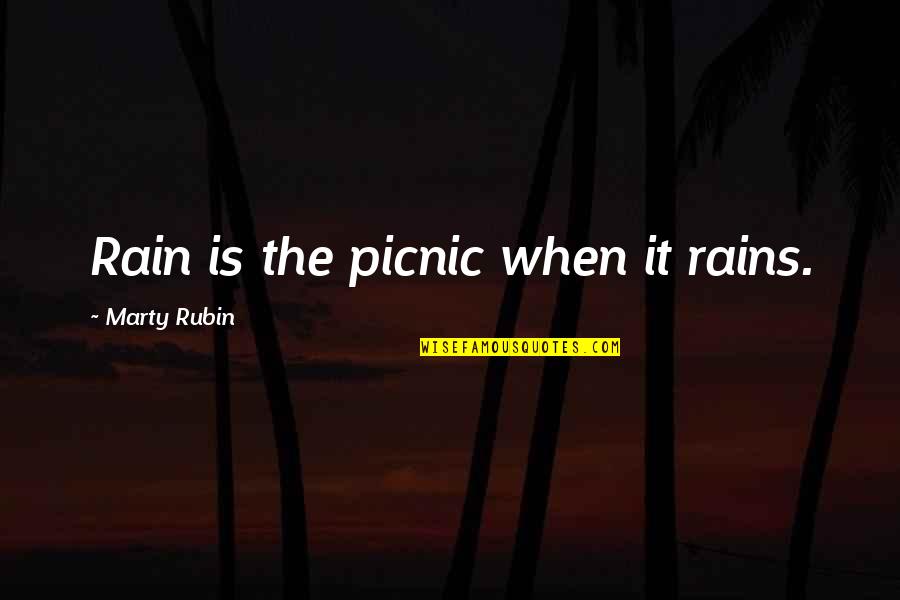 Liberaliseren Quotes By Marty Rubin: Rain is the picnic when it rains. Liberaliseren Quotes By Marty Rubin: Rain is the picnic when it rains.