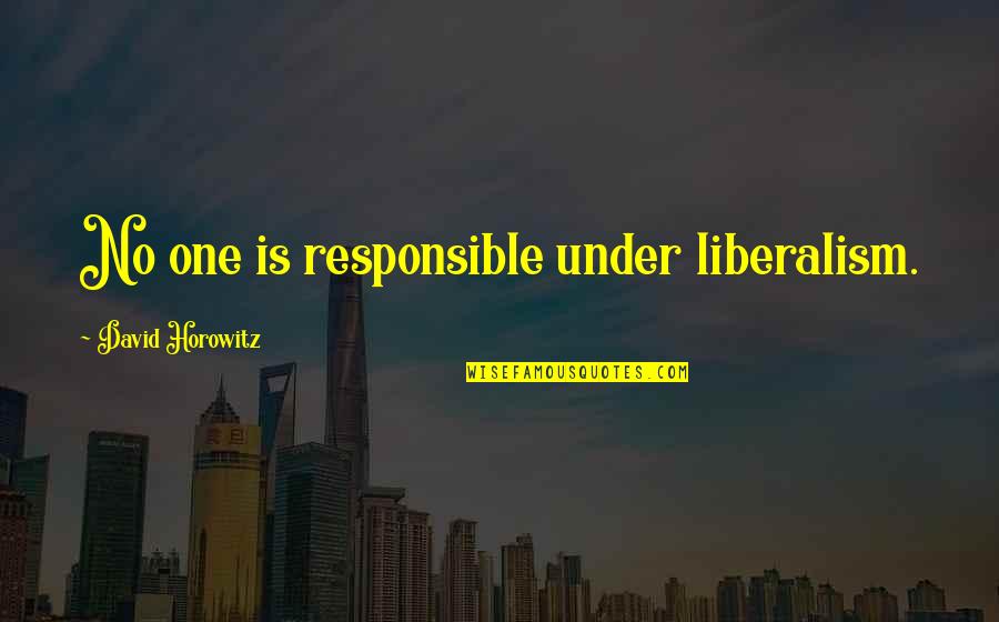 Liberalism's Quotes By David Horowitz: No one is responsible under liberalism. Liberalism's Quotes By David Horowitz: No one is responsible under liberalism.
