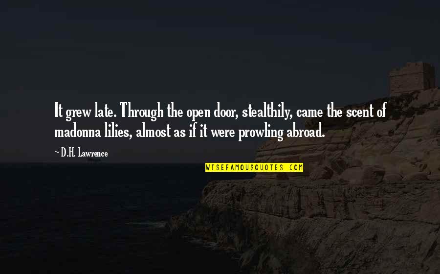 Liberavi Animam Quotes By D.H. Lawrence: It grew late. Through the open door, stealthily,
