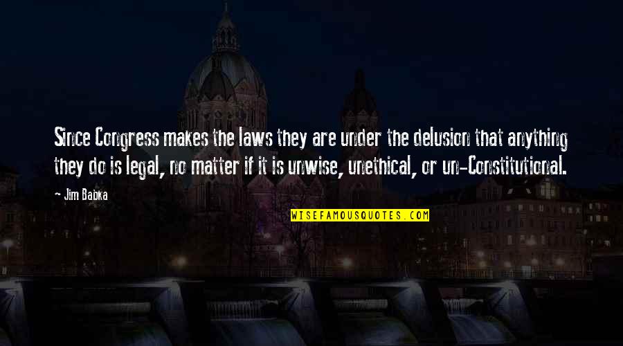 Liberto Rabal Quotes By Jim Babka: Since Congress makes the laws they are under Liberto Rabal Quotes By Jim Babka: Since Congress makes the laws they are under