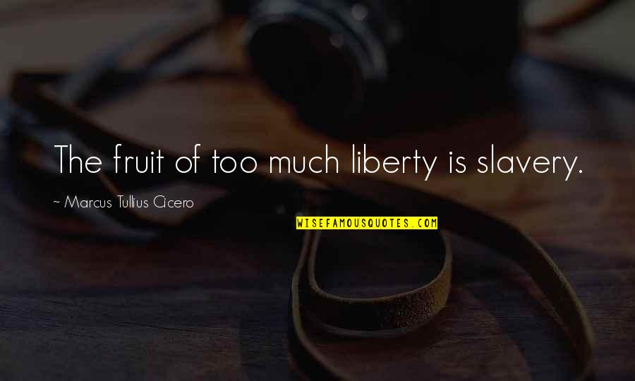 Liberty And Slavery Quotes By Marcus Tullius Cicero: The fruit of too much liberty is slavery.