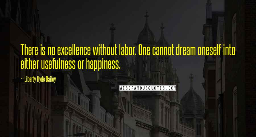 Liberty Hyde Bailey quotes: There is no excellence without labor. One cannot dream oneself into either usefulness or happiness.