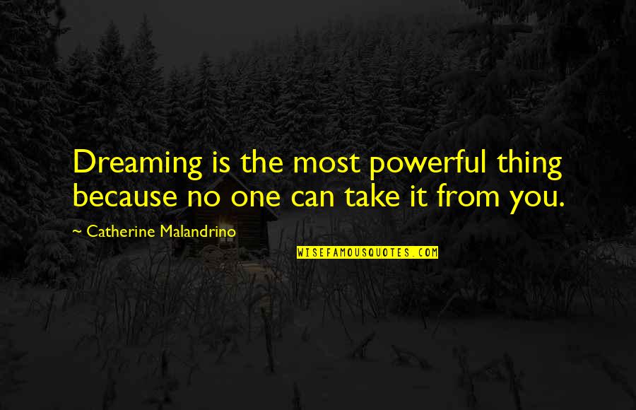Libitum Feeding Quotes By Catherine Malandrino: Dreaming is the most powerful thing because no