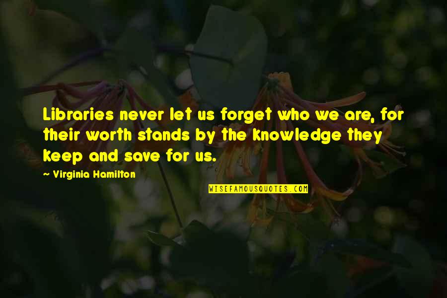 Libraries And Knowledge Quotes By Virginia Hamilton: Libraries never let us forget who we are,