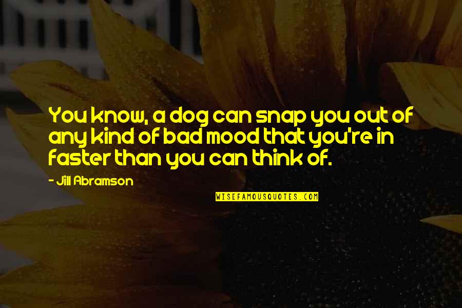 Library Famous Quotes By Jill Abramson: You know, a dog can snap you out