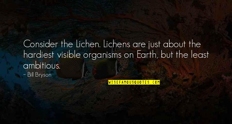 Lichens Quotes By Bill Bryson: Consider the Lichen. Lichens are just about the