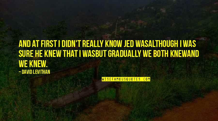 Lichtner Aix Quotes By David Levithan: And at first i didn't really know jed