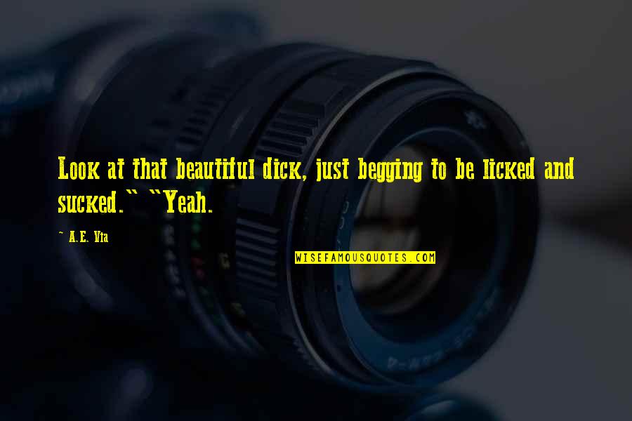 Licked Quotes By A.E. Via: Look at that beautiful dick, just begging to