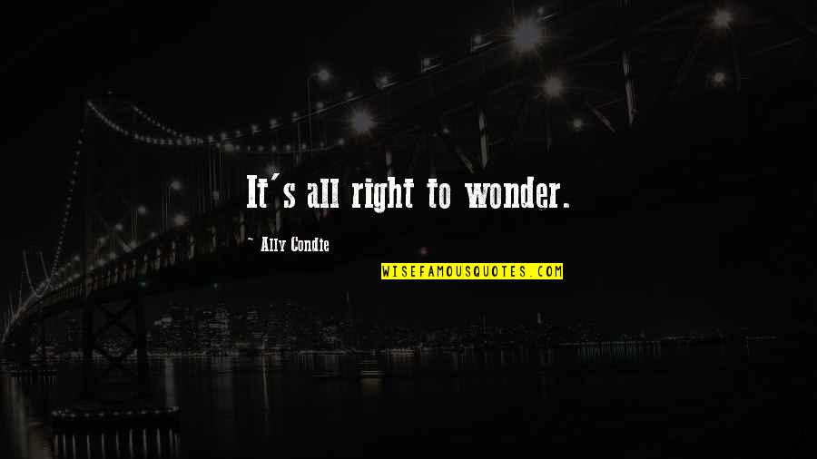 Licman Folder Quotes By Ally Condie: It's all right to wonder.