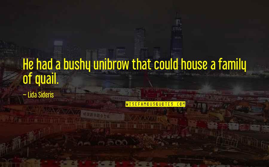 Lida Quotes By Lida Sideris: He had a bushy unibrow that could house Lida Quotes By Lida Sideris: He had a bushy unibrow that could house