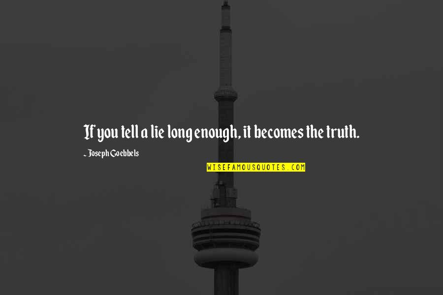 Lie Becomes Truth Quotes By Joseph Goebbels: If you tell a lie long enough, it Lie Becomes Truth Quotes By Joseph Goebbels: If you tell a lie long enough, it
