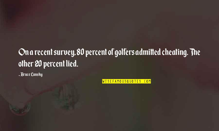 Lied Too Quotes By Bruce Lansky: On a recent survey, 80 percent of golfers