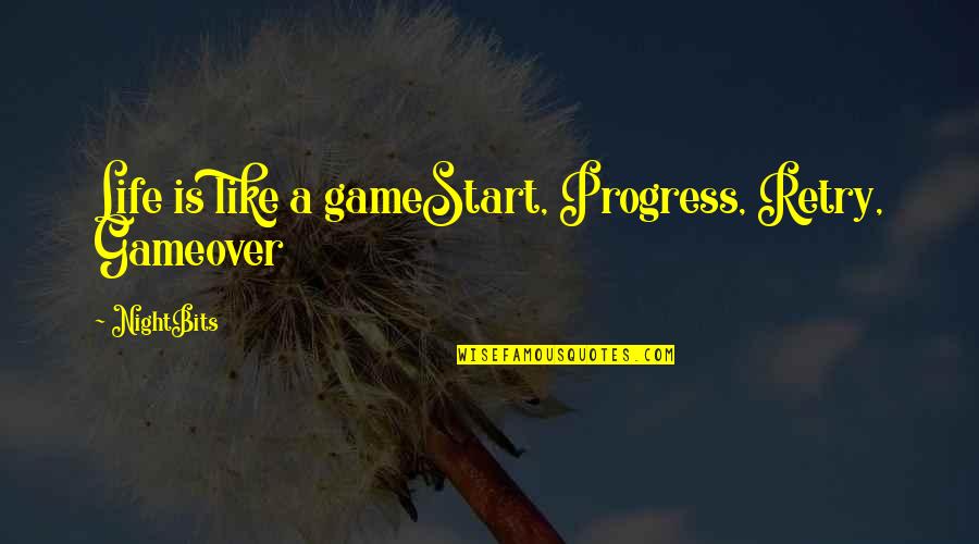 Lienzo Lean Quotes By NightBits: Life is like a gameStart, Progress, Retry, Gameover
