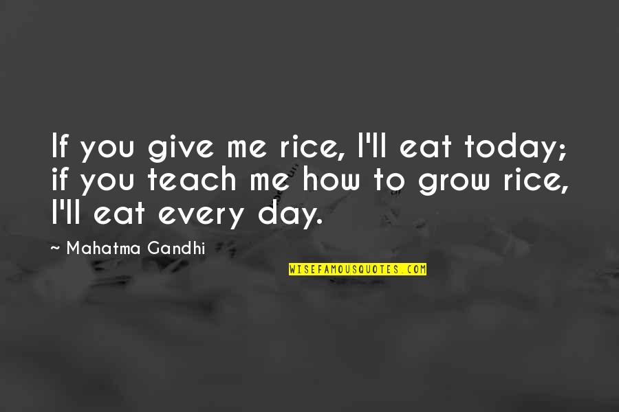 Lierde Steenweg Quotes By Mahatma Gandhi: If you give me rice, I'll eat today;