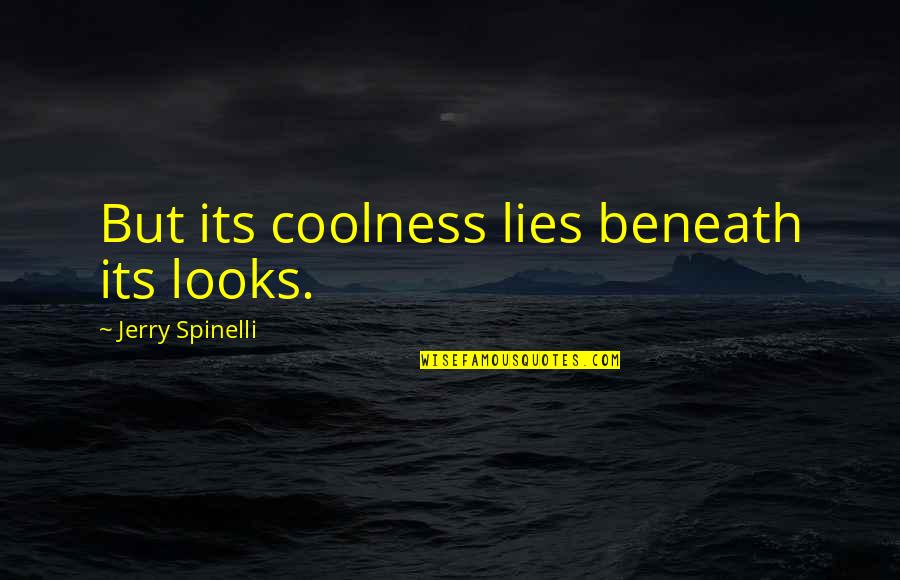 Lies Beneath Quotes By Jerry Spinelli: But its coolness lies beneath its looks.