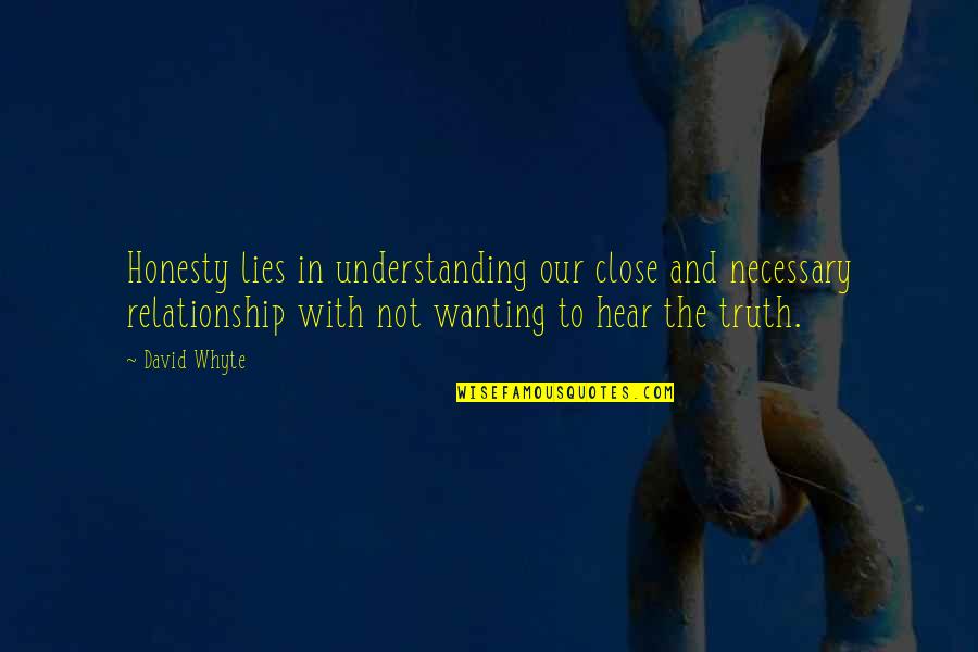 Lies In Relationship Quotes By David Whyte: Honesty lies in understanding our close and necessary