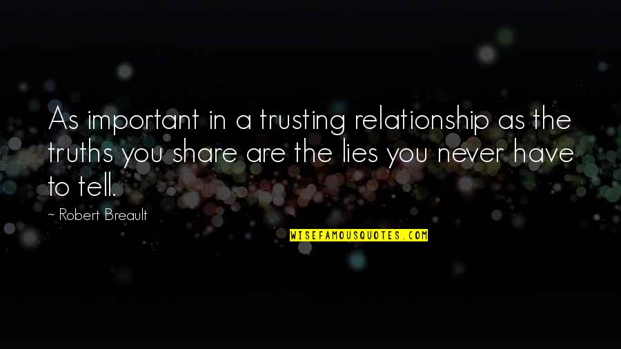 Lies In Relationship Quotes By Robert Breault: As important in a trusting relationship as the