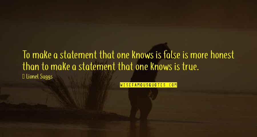 Lies Lies More Lies Quotes By Lionel Suggs: To make a statement that one knows is