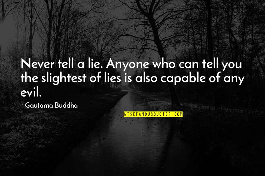 Lies You Tell Quotes By Gautama Buddha: Never tell a lie. Anyone who can tell