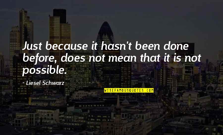 Liesel Quotes By Liesel Schwarz: Just because it hasn't been done before, does