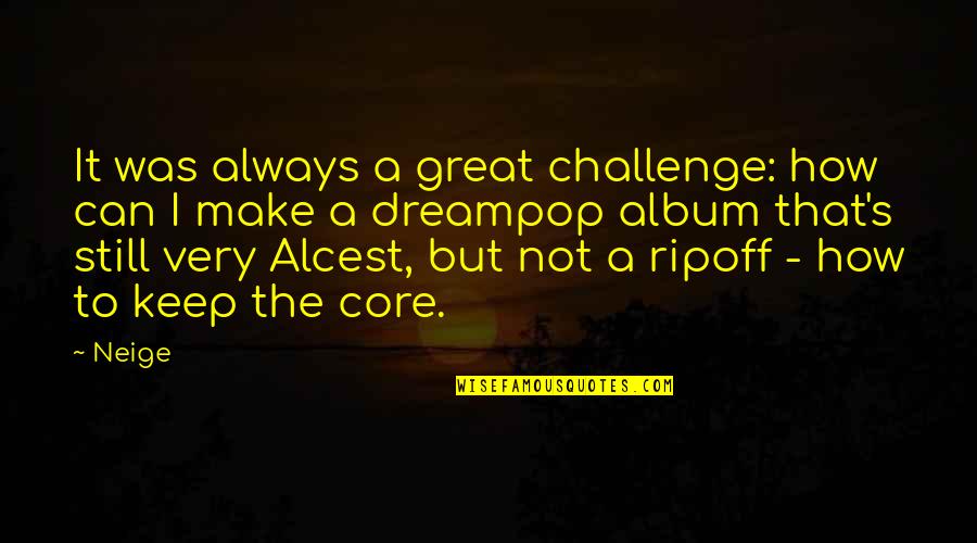 Liesje Reyskens Quotes By Neige: It was always a great challenge: how can