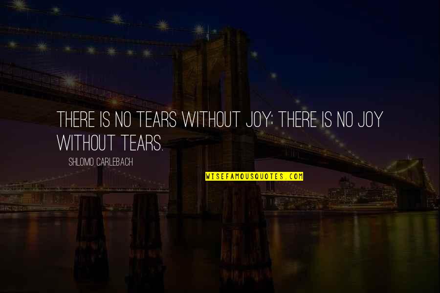 Lifarmersmarket Quotes By Shlomo Carlebach: There is no tears without joy; there is
