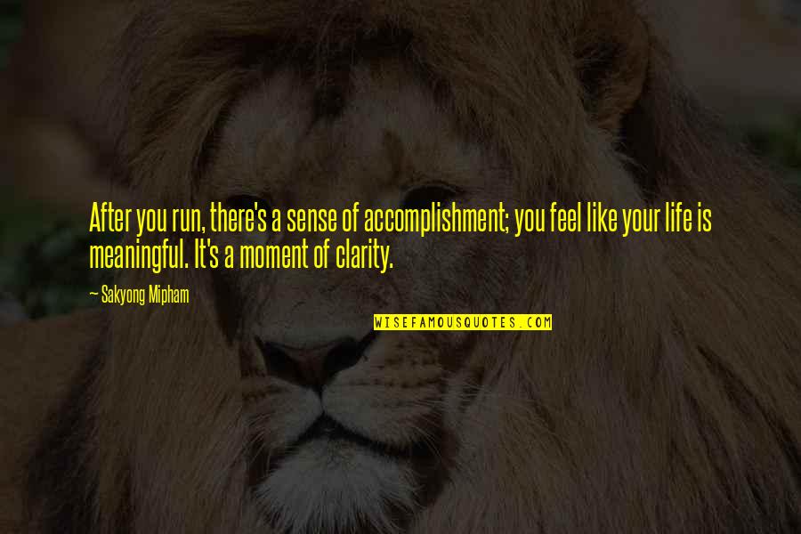Life Accomplishment Quotes By Sakyong Mipham: After you run, there's a sense of accomplishment;