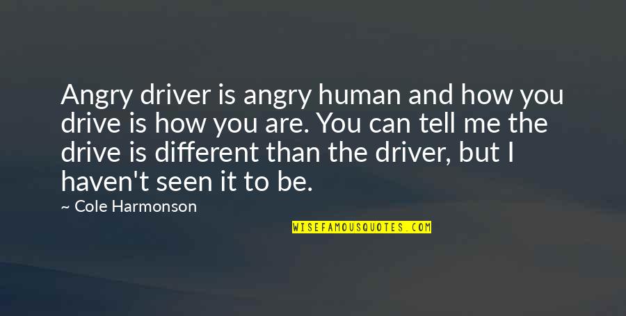 Life And Anger Quotes By Cole Harmonson: Angry driver is angry human and how you