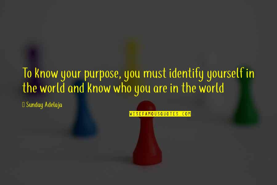 Life And Discovery Quotes By Sunday Adelaja: To know your purpose, you must identify yourself Life And Discovery Quotes By Sunday Adelaja: To know your purpose, you must identify yourself