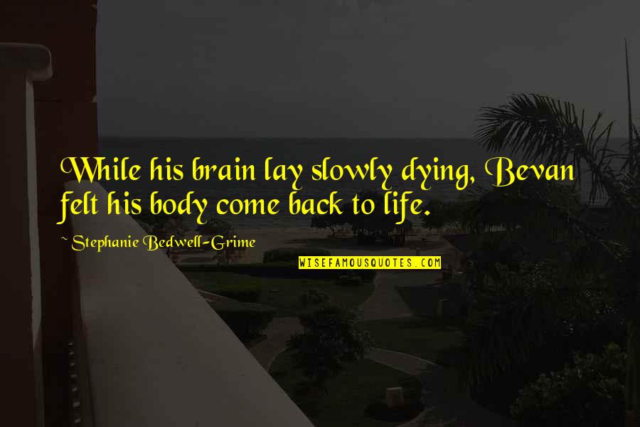 Life And Dying Quotes By Stephanie Bedwell-Grime: While his brain lay slowly dying, Bevan felt