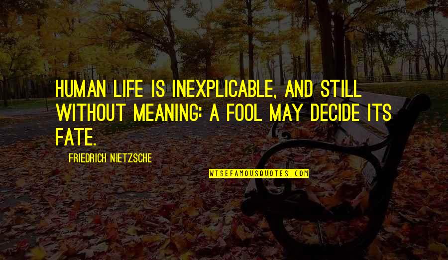 Life And Fate Quotes By Friedrich Nietzsche: Human life is inexplicable, and still without meaning: Life And Fate Quotes By Friedrich Nietzsche: Human life is inexplicable, and still without meaning: