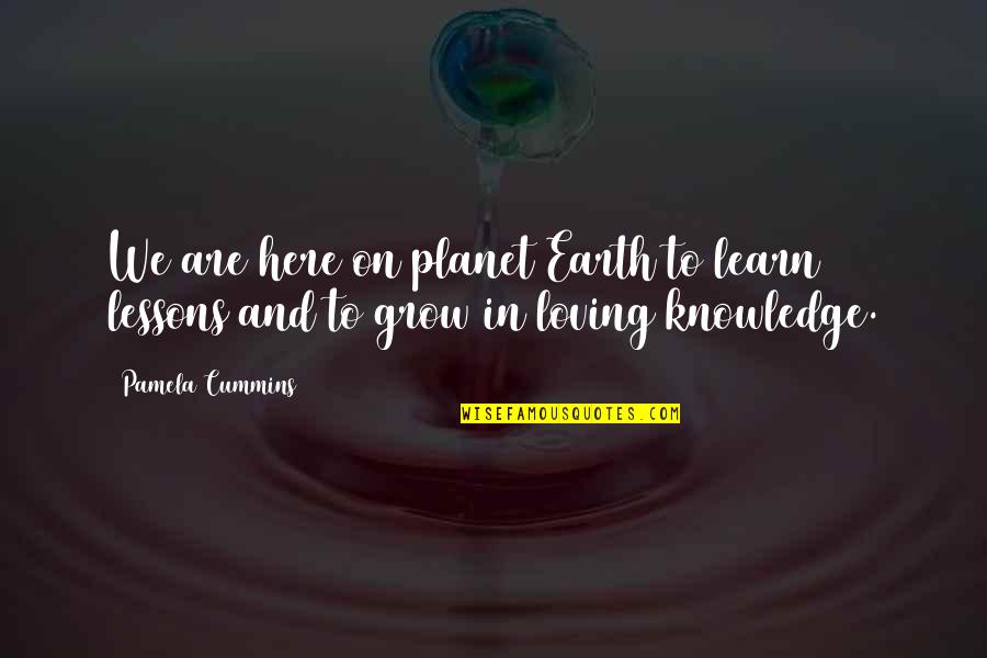Life And Growth Quotes By Pamela Cummins: We are here on planet Earth to learn