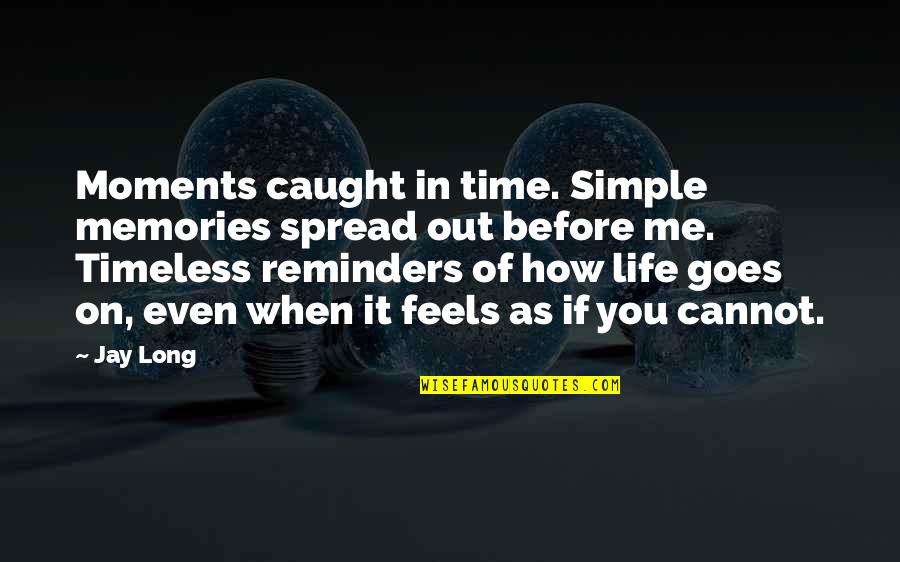 Life And How It Goes On Quotes By Jay Long: Moments caught in time. Simple memories spread out