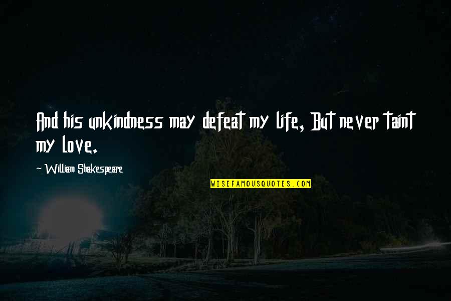 Life And Love William Shakespeare Quotes By William Shakespeare: And his unkindness may defeat my life, But