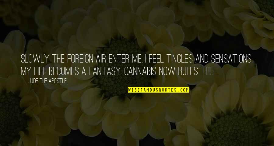 Life And Marijuana Quotes By Jude The Apostle: Slowly the foreign air enter me. I feel
