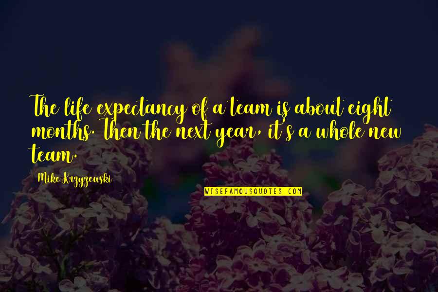 Life And New Year Quotes By Mike Krzyzewski: The life expectancy of a team is about