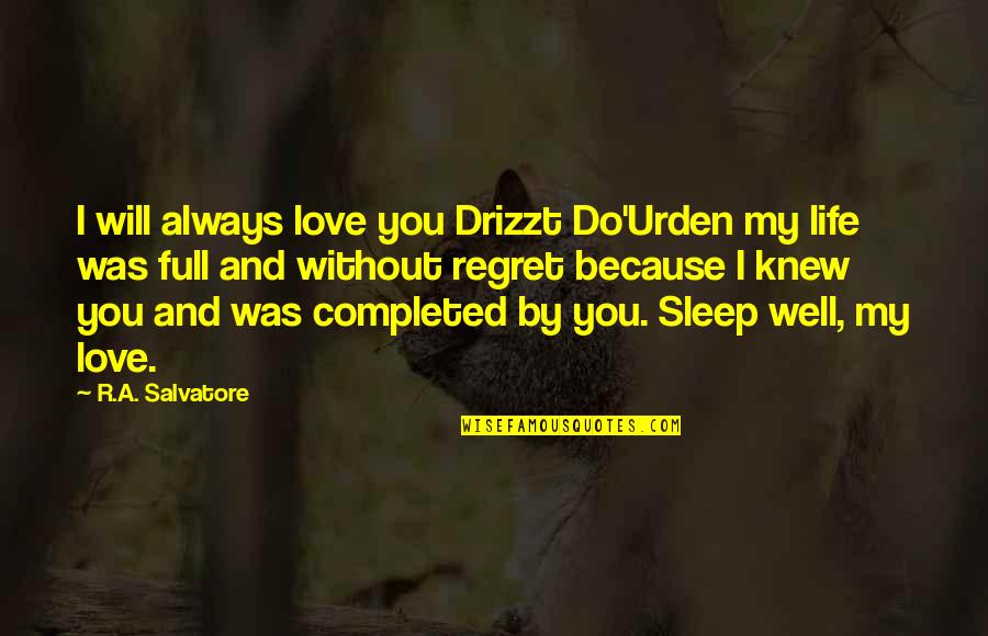 Life And Sad Quotes By R.A. Salvatore: I will always love you Drizzt Do'Urden my Life And Sad Quotes By R.A. Salvatore: I will always love you Drizzt Do'Urden my
