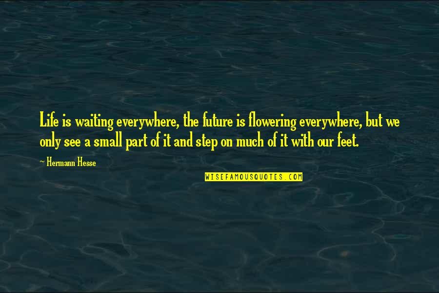 Life And The Future Quotes By Hermann Hesse: Life is waiting everywhere, the future is flowering